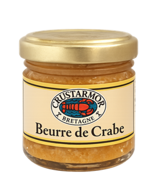 Krabbenbutter von Crust’Armor in Glas mit Baguette und Meersalz